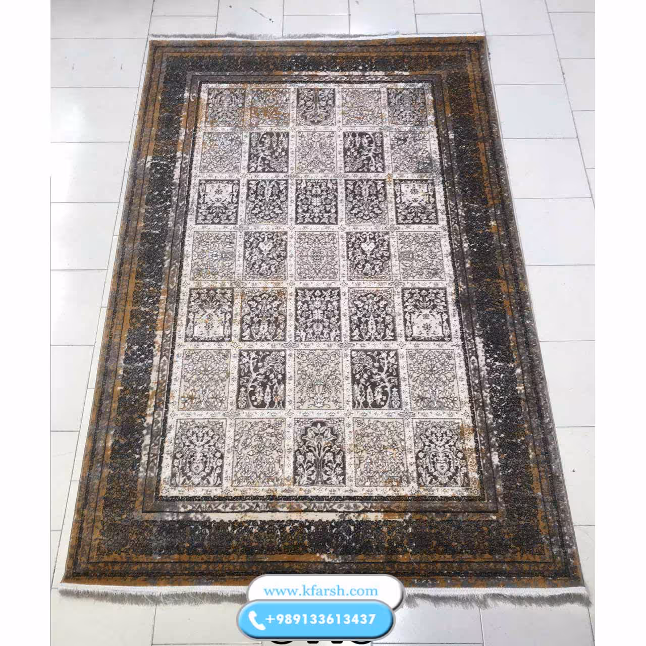 فرش مدرن کرم وینتیج کد 3119