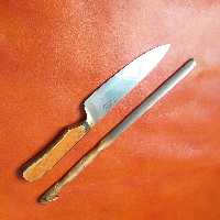 چاقو آشپزخانه زنجان استیل ضدزنگ چاقو زنجان دست ساز( ست  دو عددی چاقو و مصقل)