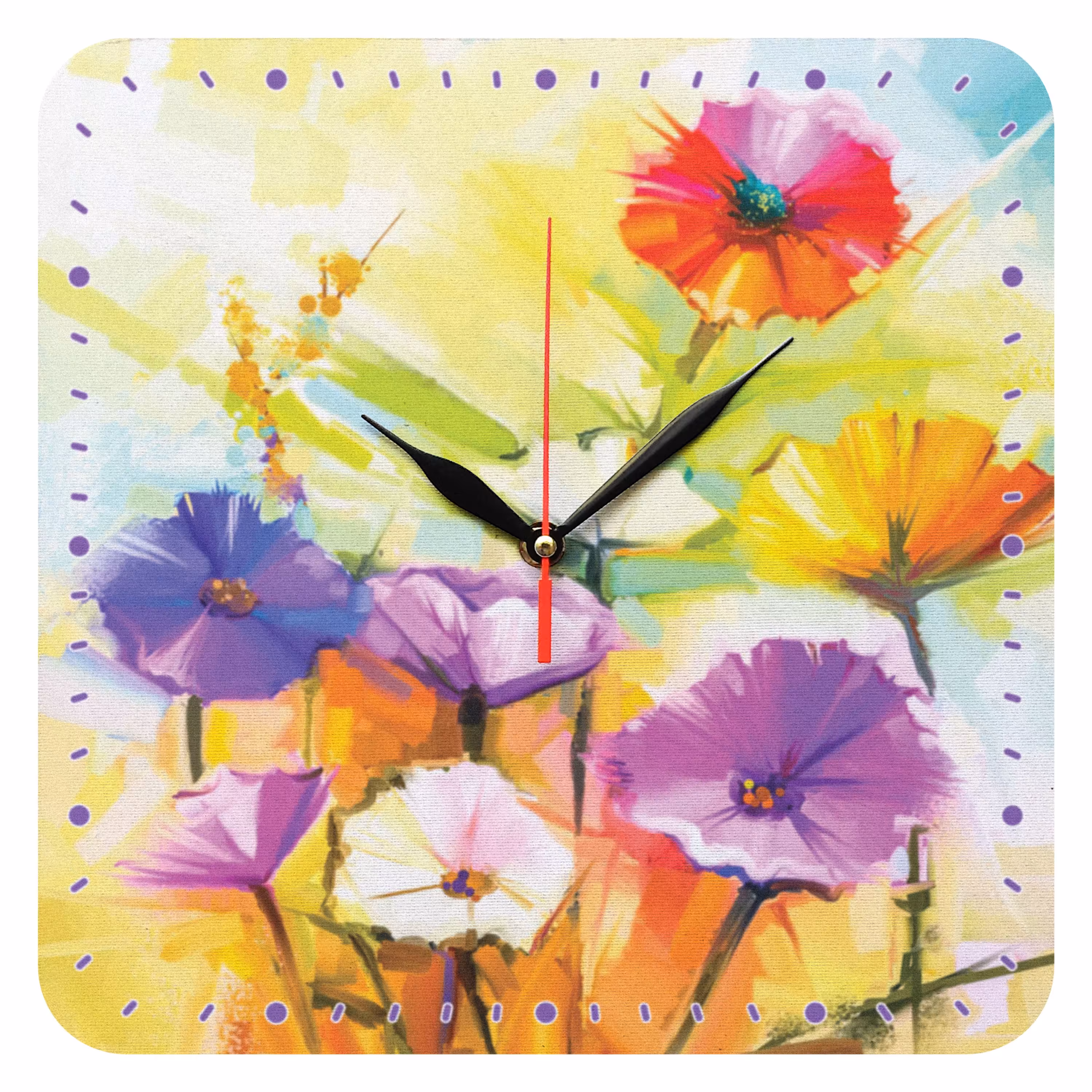 ساعت دیواری  مدل 1016 طرح گل های رنگارنگ