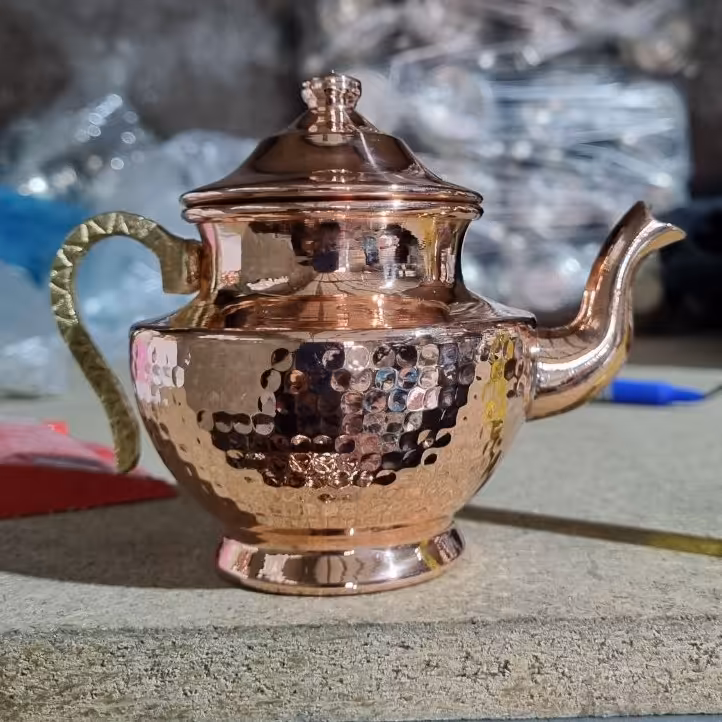 قوری زعفران دم کن مسی زنجان نانو شده و رنگ ثابت