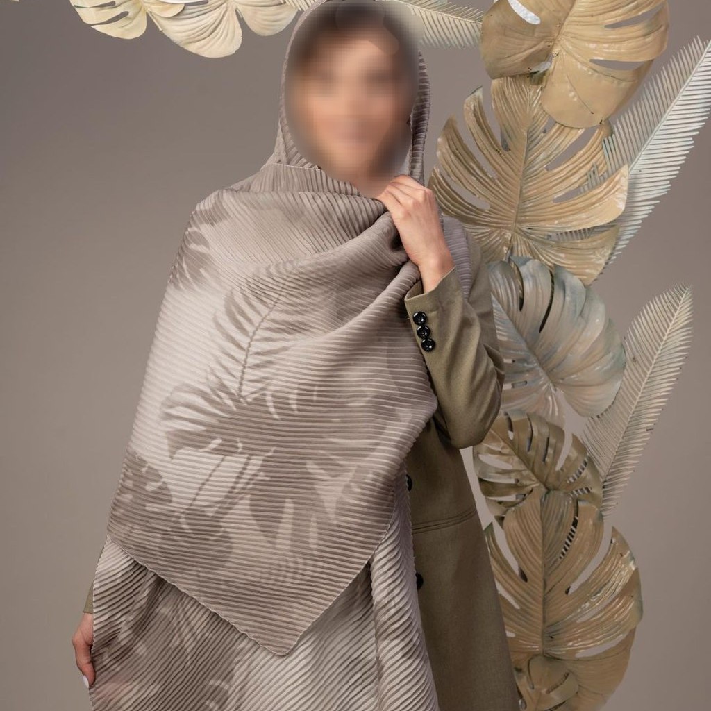 شال پلیسه طرح برگ انجیری