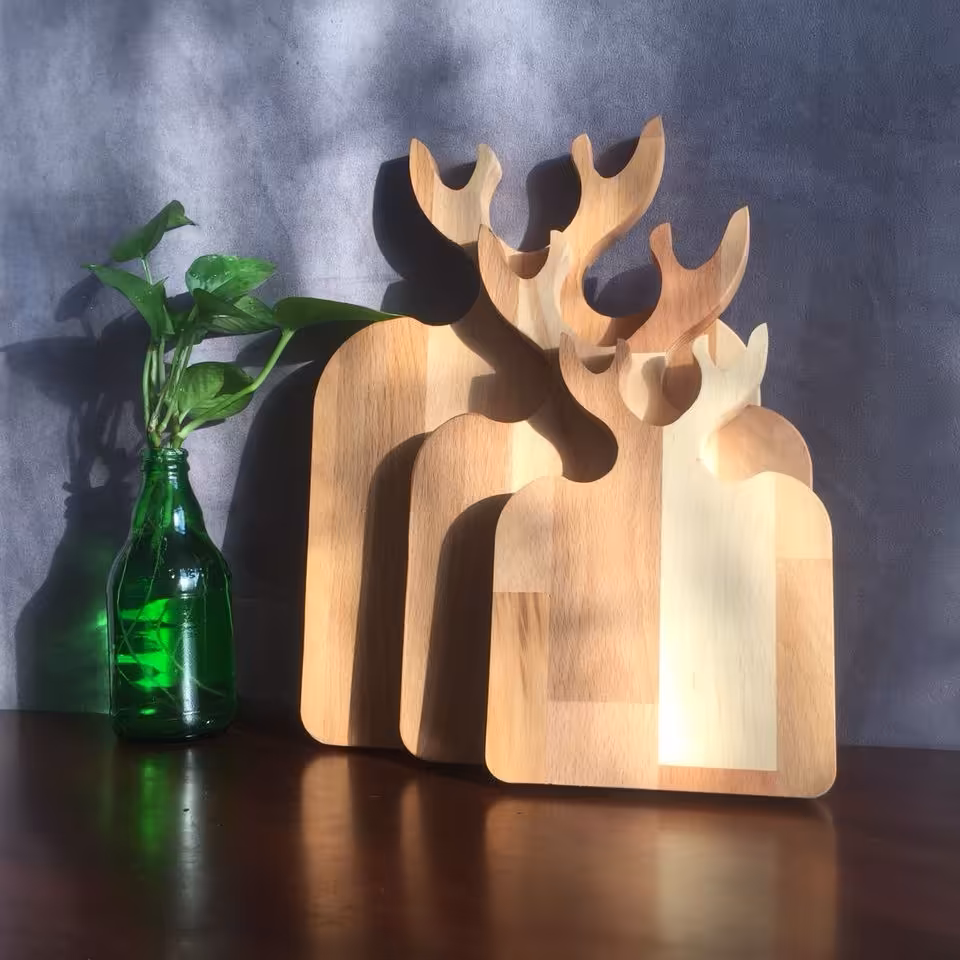 تخت گوشت و تخته سرو شاخ گوزنی چوبی قابل شستشو