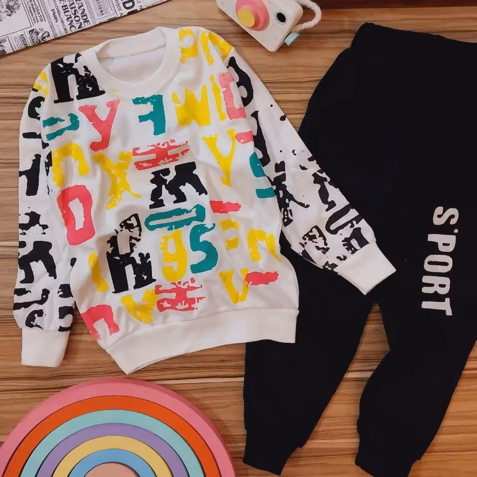 ست بلوز و شلوار پسرانه طرح حروف 