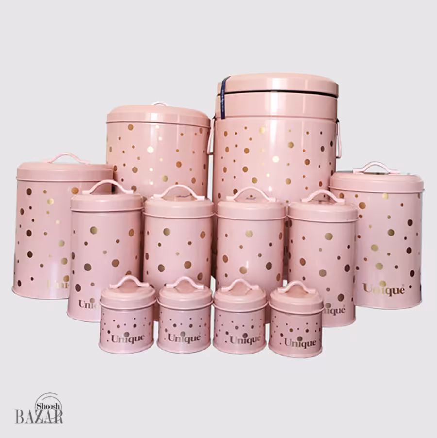 سرویس پاسماوری 4 8 صورتی خالدار طلایی یونیک کد UN-9011