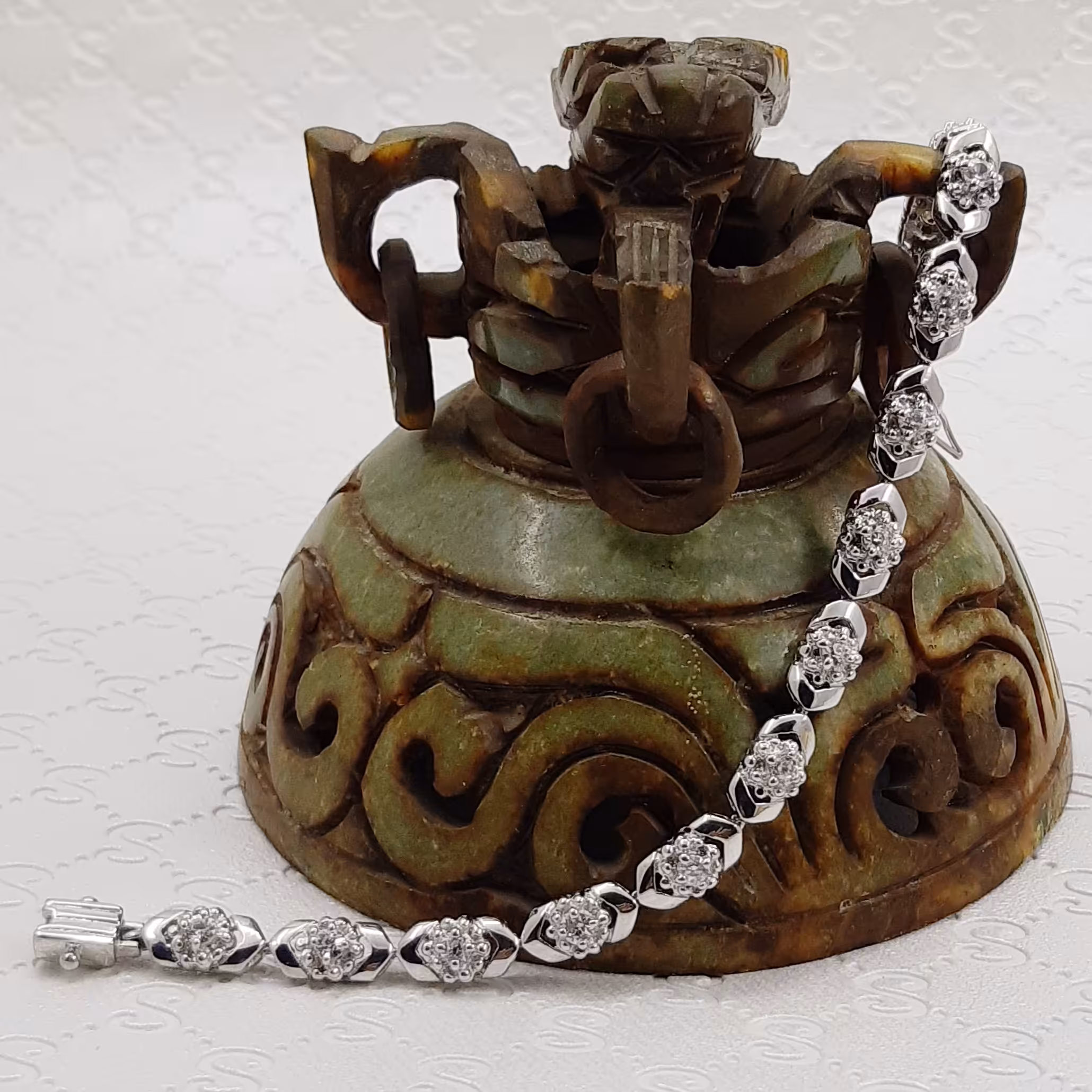 دستبند نقره خارجی با آبکاری طلا سفید