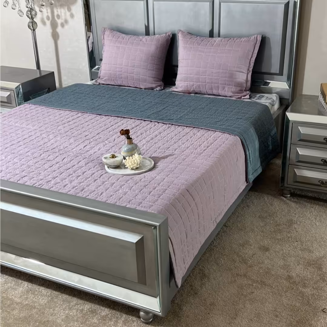 روتختی دونفر طرح دار گلدوزی سه تکه دورو (ضمانت پرز و رنگ )