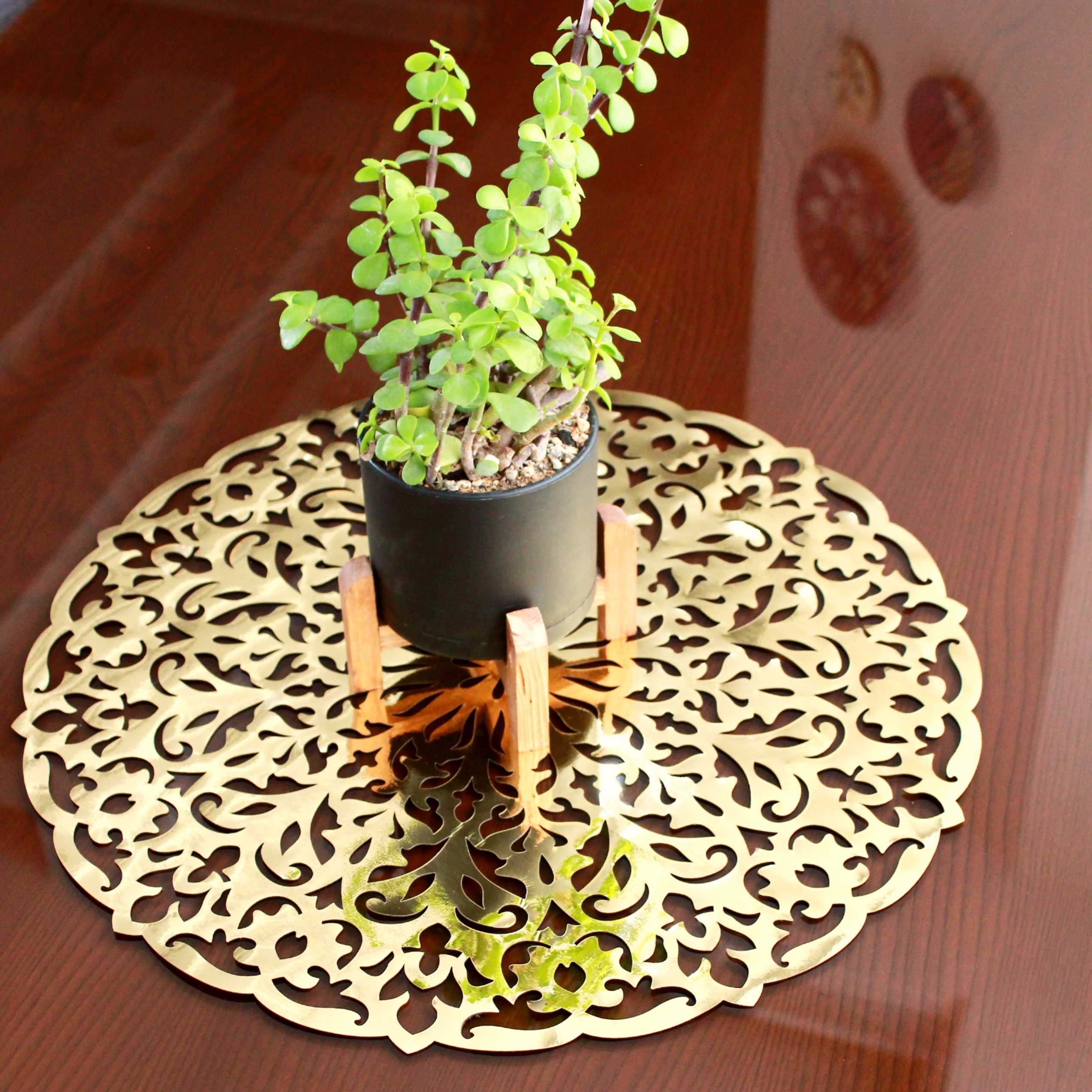 رومیزی گرد چرم طرح میلان 40 سانت (رنگ و سایز قابل تغییر)