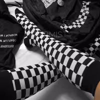 جوراب شطرنجی زیرزانو سفید مشکی نخ پنبه