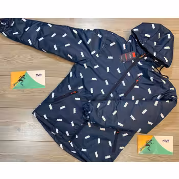 کاپشن تک کلاه دار سورمه ای ضد آب آستر پارچه ای