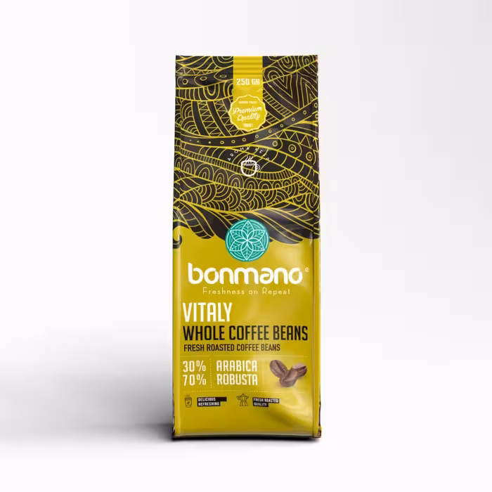 بن مانو دانه قهوه اسپرسو ویتالی 30 درصد عربیکا و 70 درصد ربوستا (پس کرایه)