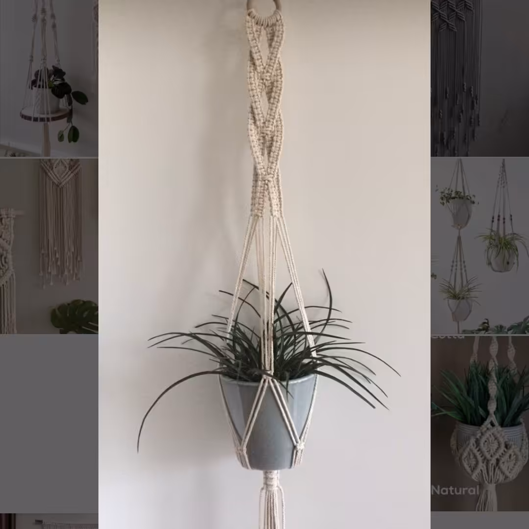 آویز گلدان مکرومه شیک مدل ریسمان