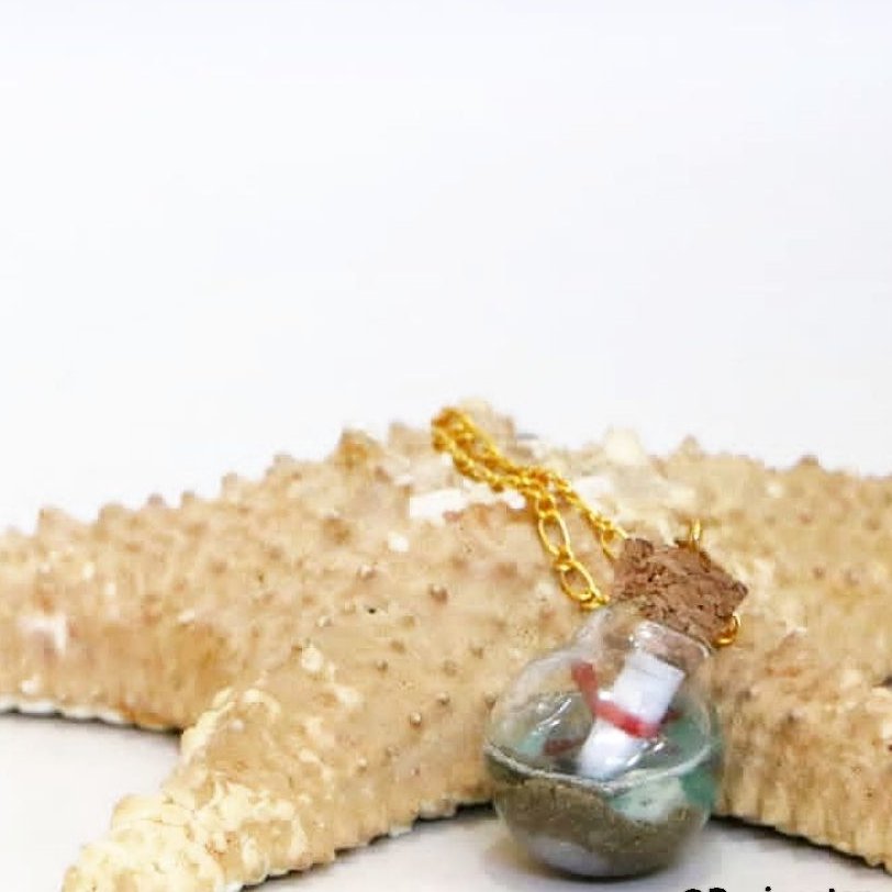 رومانتویی طرح بطری آرزو با نامه و رزین شفاف و آبی 