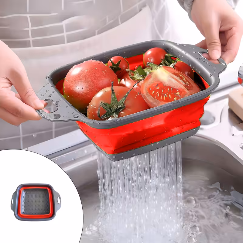 آبکش مدل سیلیکونی تاشو چهارگوش