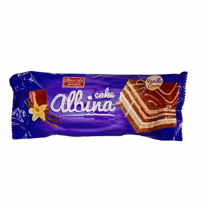 	 تی تاپ سه لایه دورنگ وانیلی آلبینا شیرین عسل - 60 گرم بسته 18 عددی