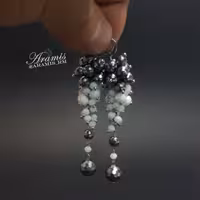 نیم ست دستبند و گوشواره سنگ عقیق و پوسته مروارید