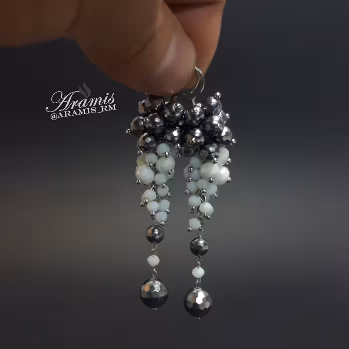 نیم ست دستبند و گوشواره سنگ عقیق و پوسته مروارید