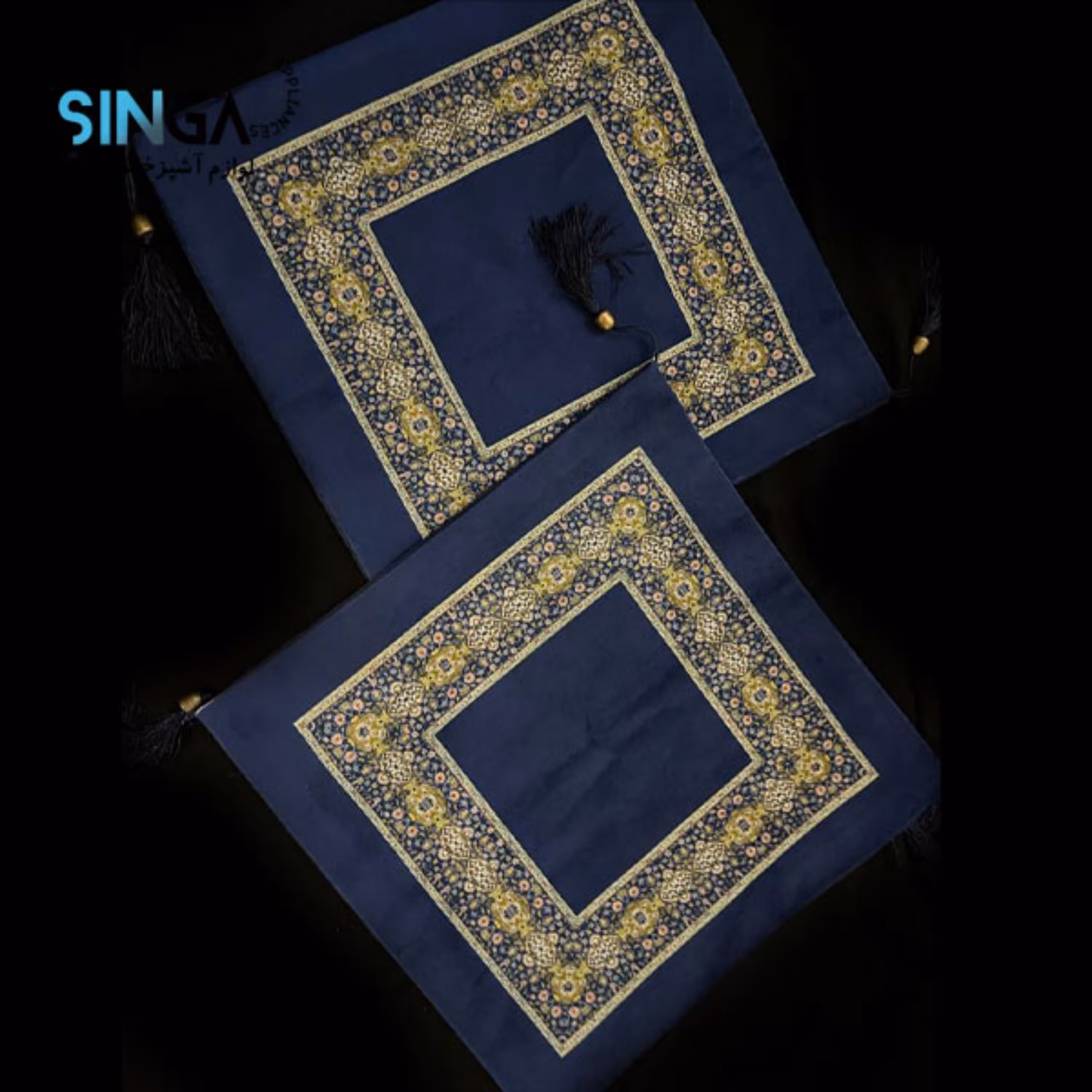 رومیز عسلی مخمل طرح سنتی سرمه ای 