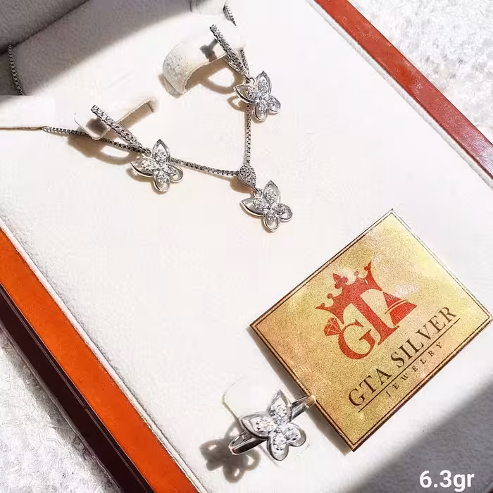 نیمست پروانه نقره عیار925 ابکاری طلاضمانتی