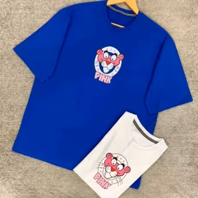 تیشرت لانگ پنبه پلنگ صورتی