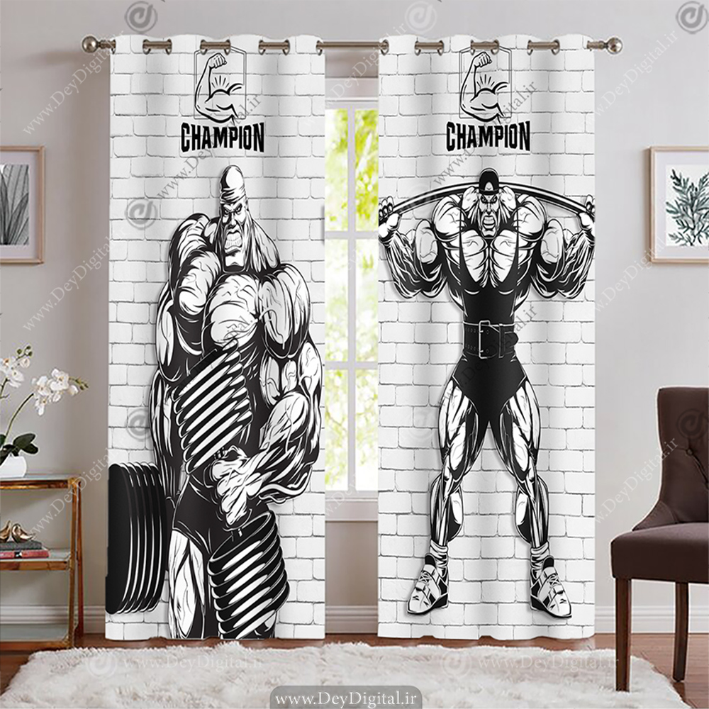 پرده طره بدنسازی ساده با زمینه آجر سفید BA-7603-s