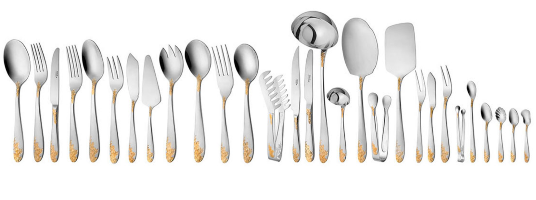 سرویس قاشق و چنگال 116 پارچه ناب استیل مدل امپریال دورطلایی Nab Steel Imperial 116 Pcs