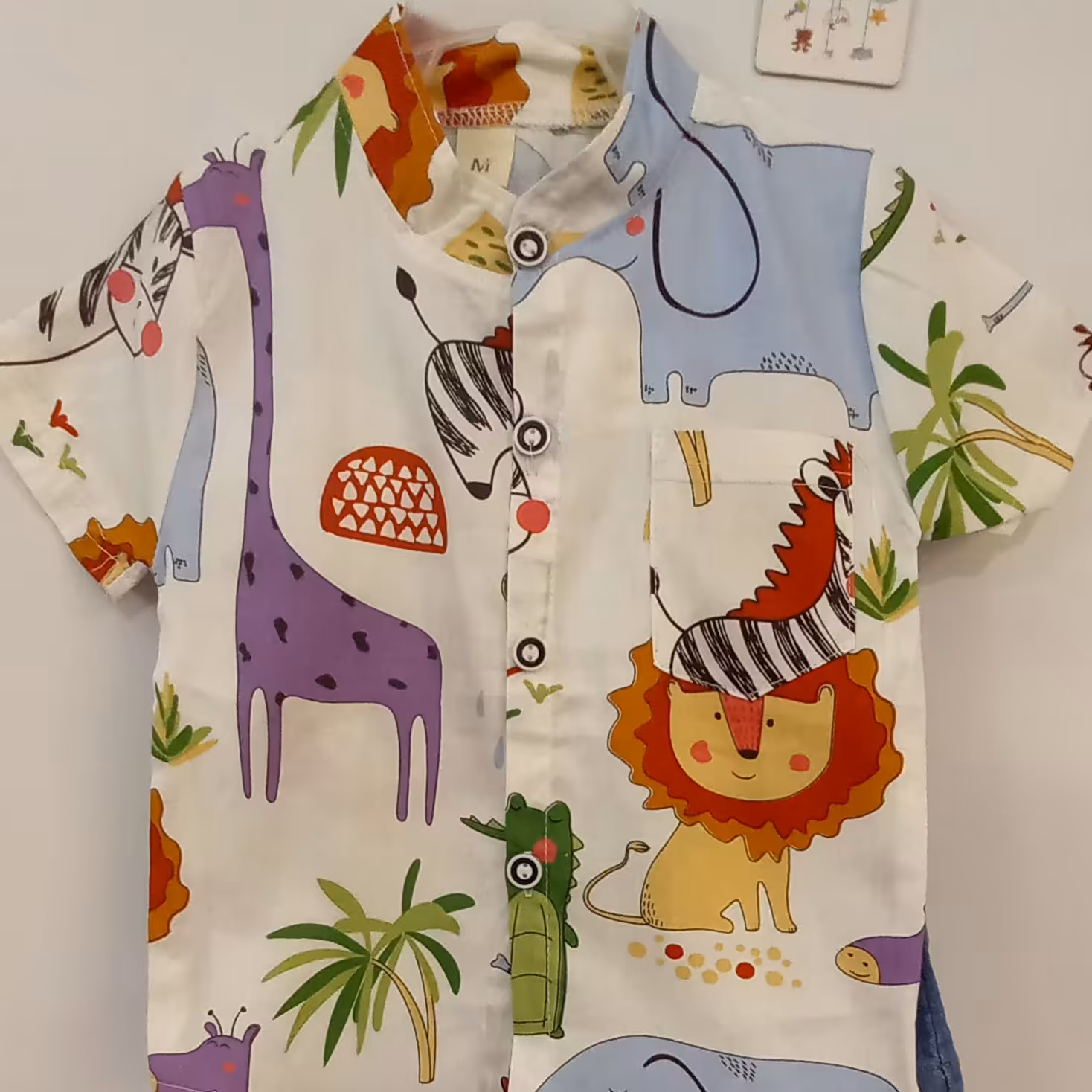 ست پسرانه پیراهن و شلوارک جین حیوانات سفید