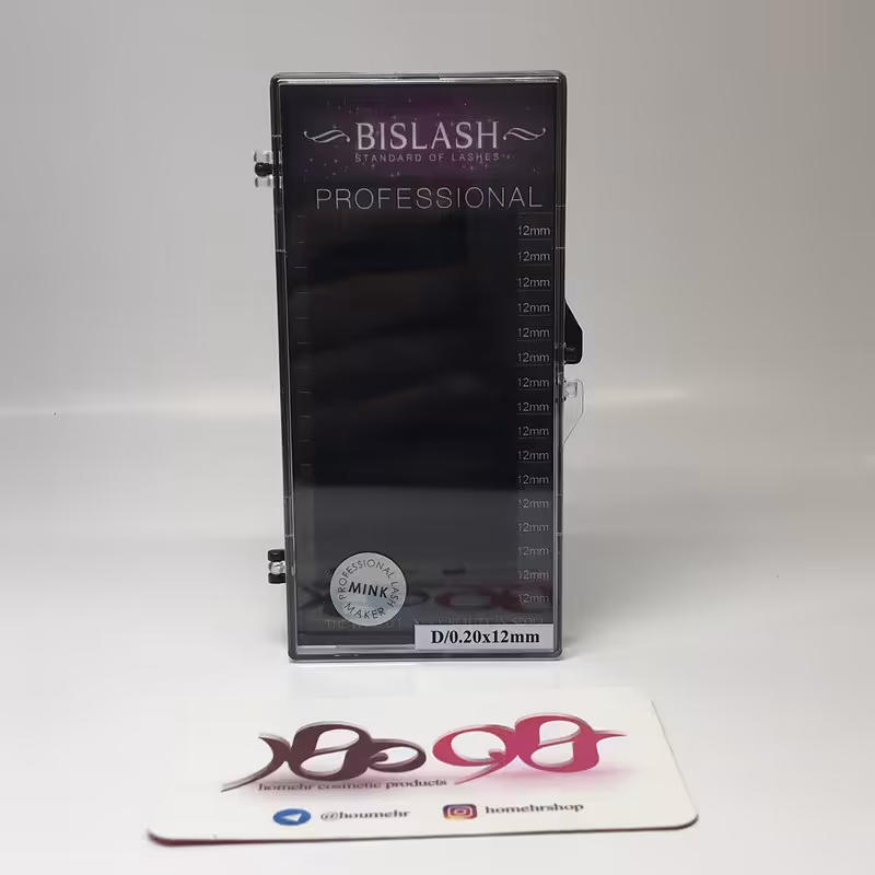 مژه والیوم بیسلش مدل D ضخامت 20 و سایز 12 میلی متر - BISLASH