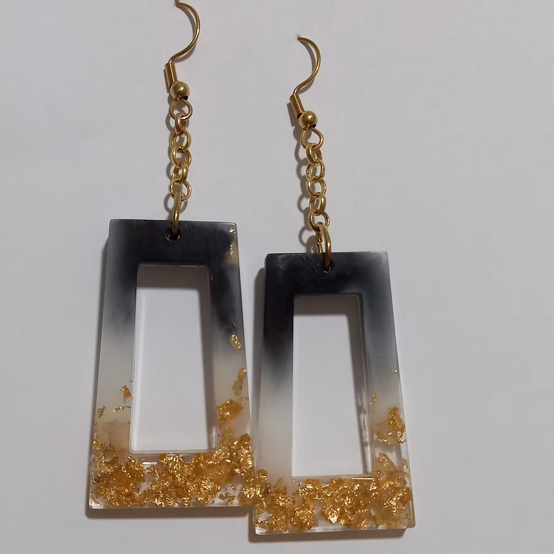 گوشواره طرح رزین حلقه استیل رنگ ثابت