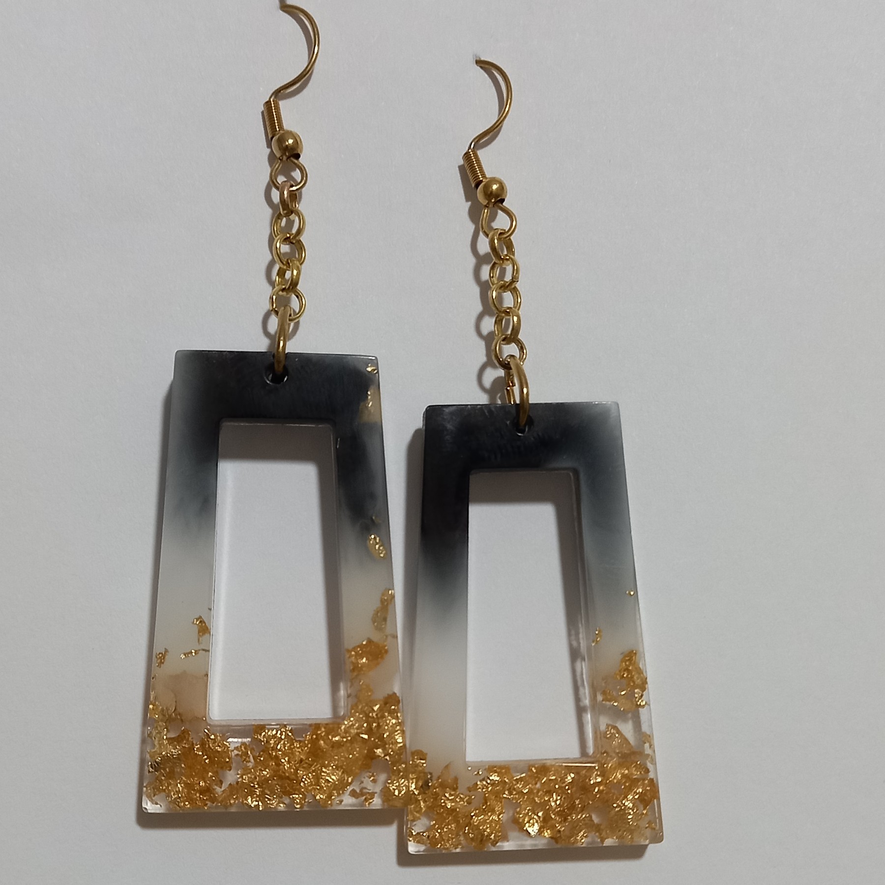گوشواره طرح رزین حلقه استیل رنگ ثابت