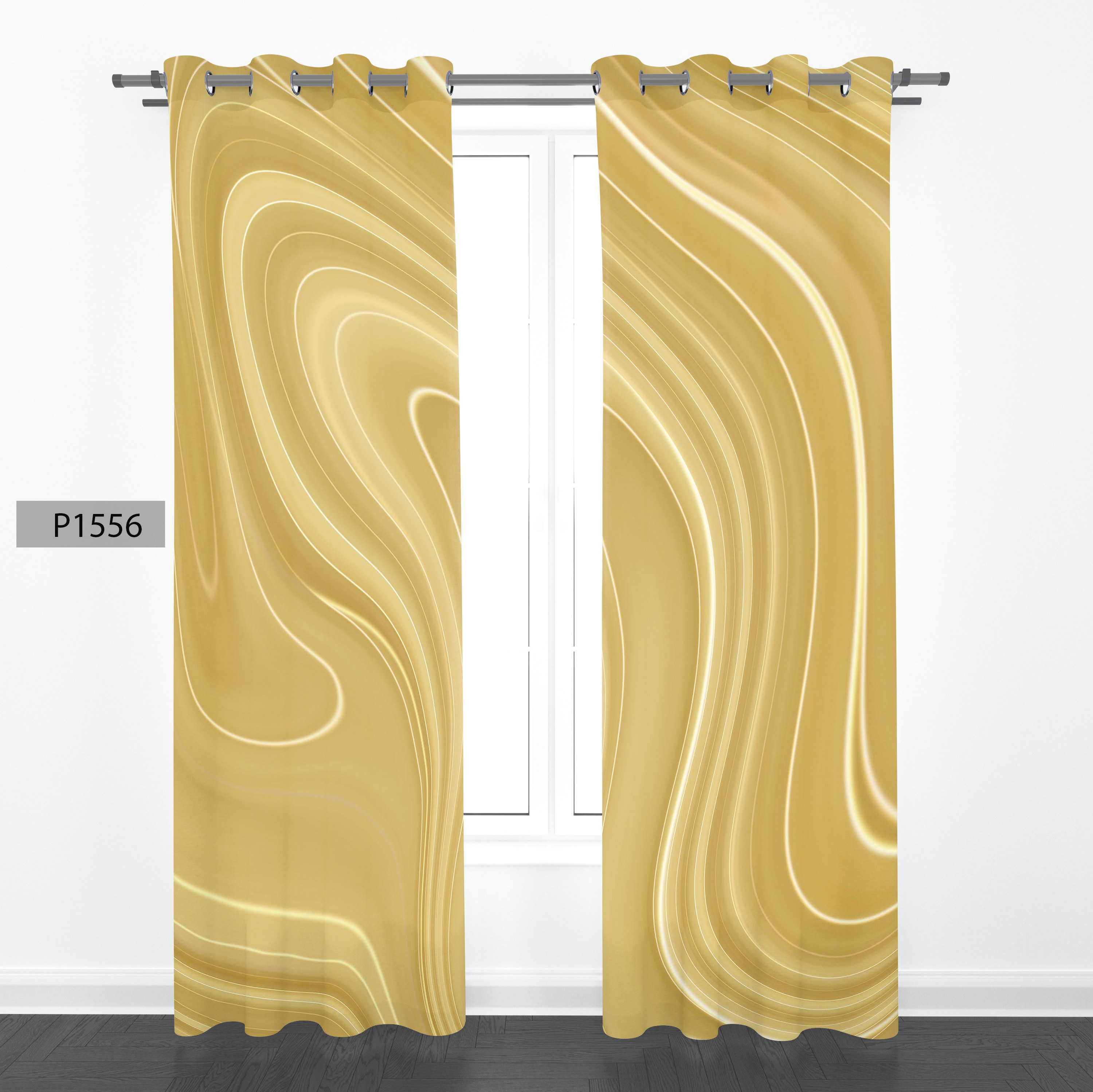 پرده هازان چاپی دوقواره دوخته شده پانچ شده هر قواره عرض 140ارتفاع 190 کد1556