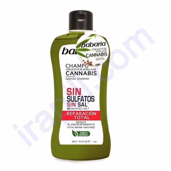 شامپو بدون سولفات ترمیم کننده مو باباریا حاوی روغن شاهدانه حجم 400 میلی لیتر