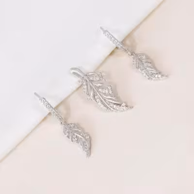 نیم ست نقره طرح برگی و شاخه روکش رودیوم کد 1670