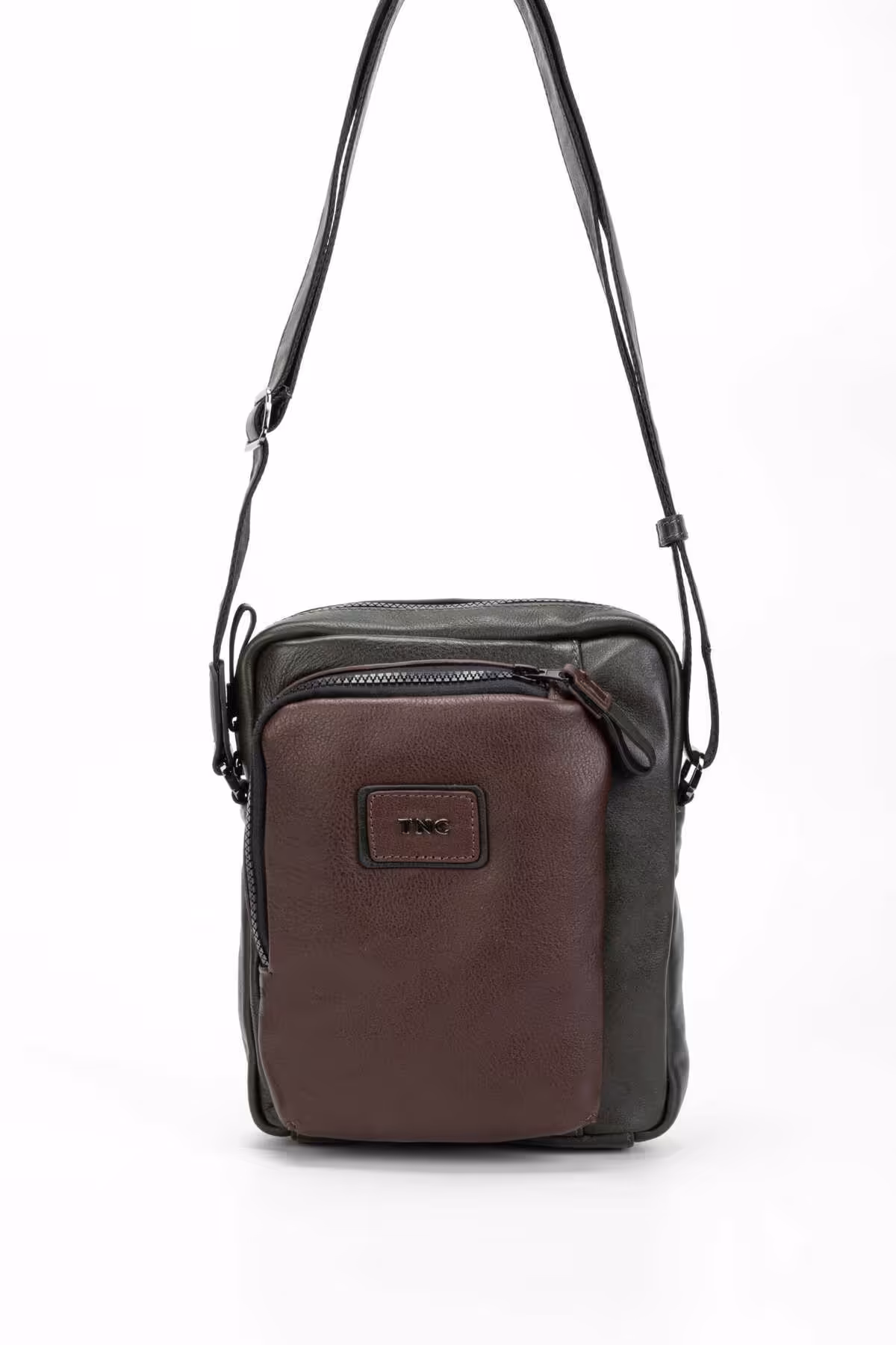 کیف پیام رسان سبز مردانه کیسه پستاندار قهوه ای چرمی واقعی نر Tamer Tanca