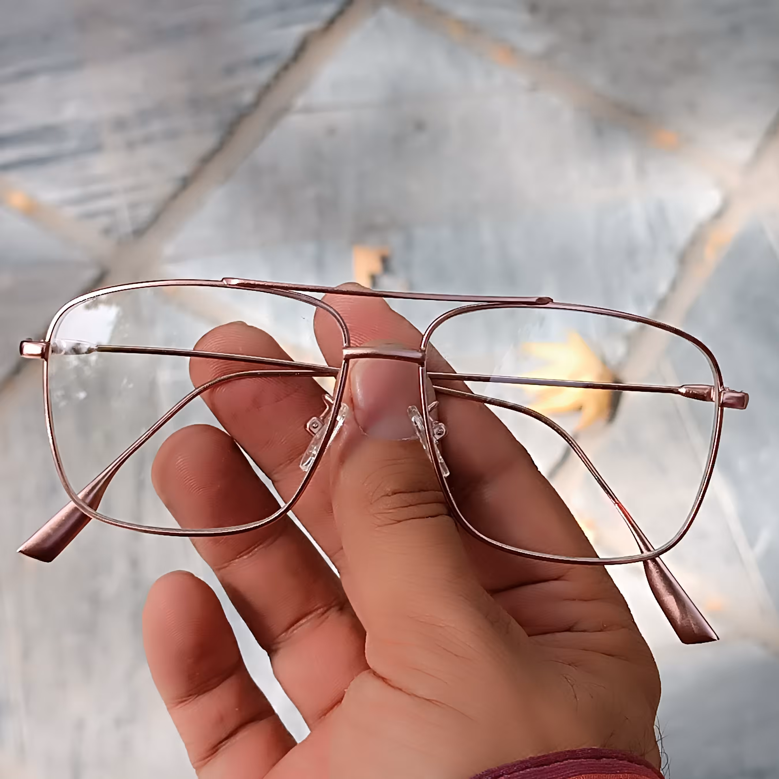 عینک طبی فانتزی بدون نمره فریم فلزی سایزبزرگ 