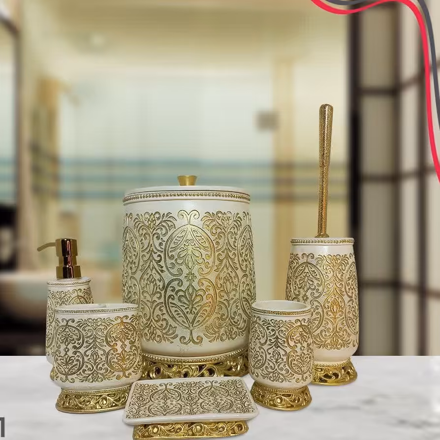 ست سرویس بهداشتی رزین طلایی