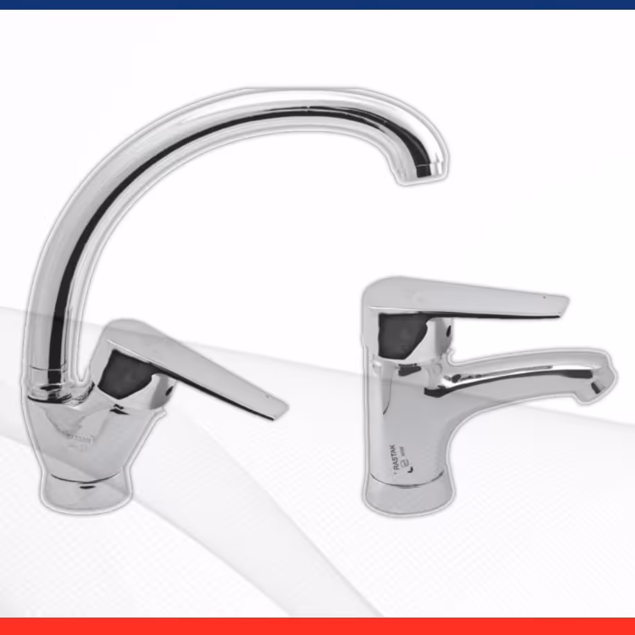 ست شیرالات ست کامل 4 تیکه شیرالات ساختمان رنگ کروم جنس درجه 1 و استاندارد و دارای نشان کیفیت ایزوو 9001