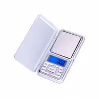 ترازو دیجیتال جیبی 200 گرمی با دو عدد باتری نیم قلم و دقت 0.01 گرم