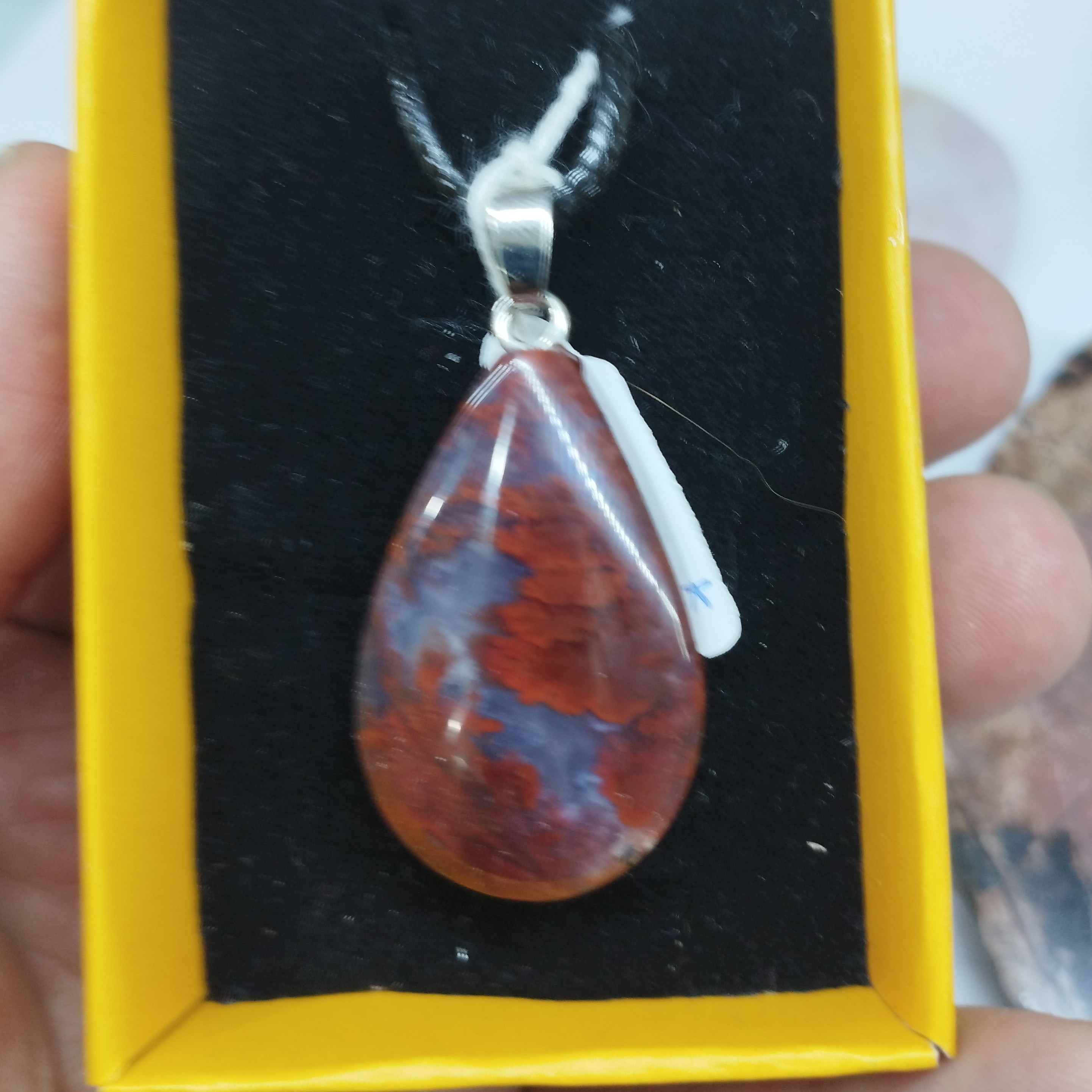 گردنبند شجر آتشین مدل اشک دستساز قد 34میلیمتر پهنا 24میلیمتر 