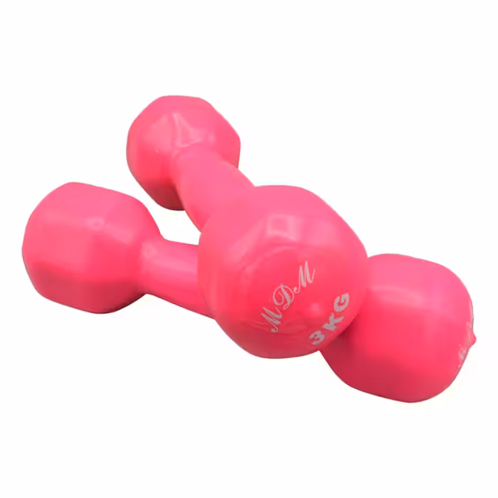 دمبل بدنسازی ام دی ام روکش دار وزن 3 کیلو گرم بسته دو عددی