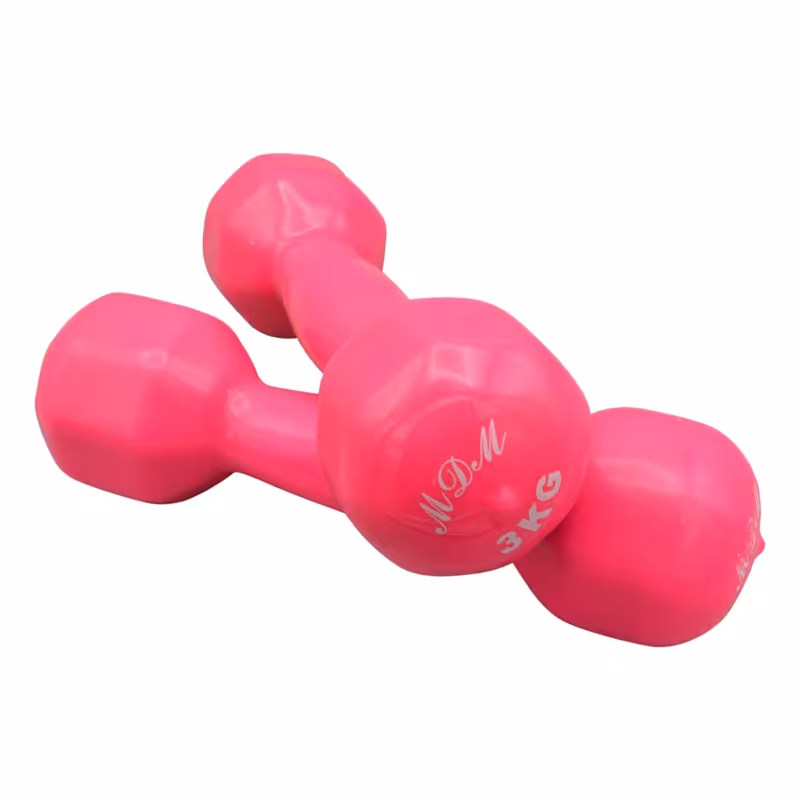 دمبل بدنسازی ام دی ام روکش دار وزن 3 کیلو گرم بسته دو عددی