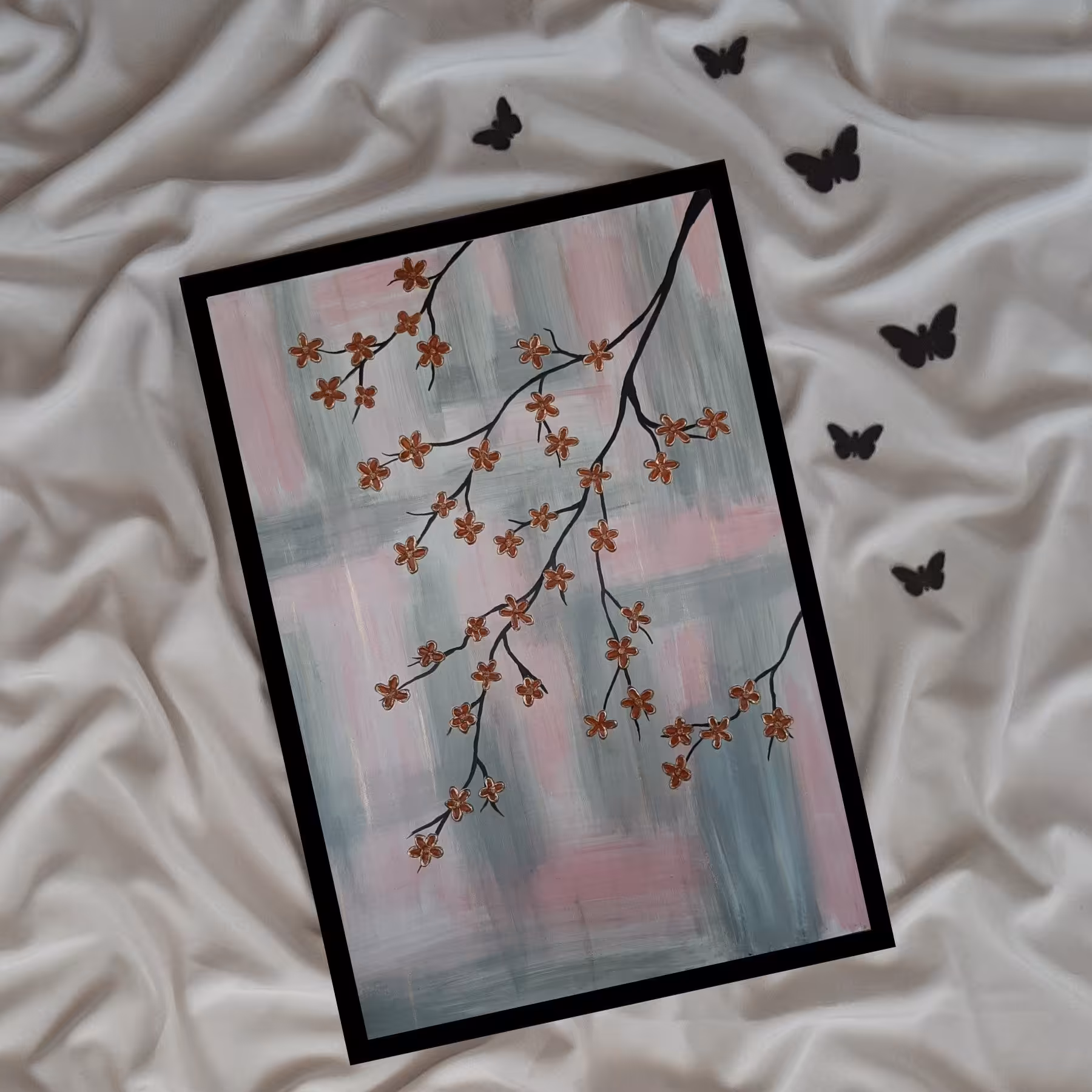 تابلو دکوراتیو طرح گل برجسته بدون قاب