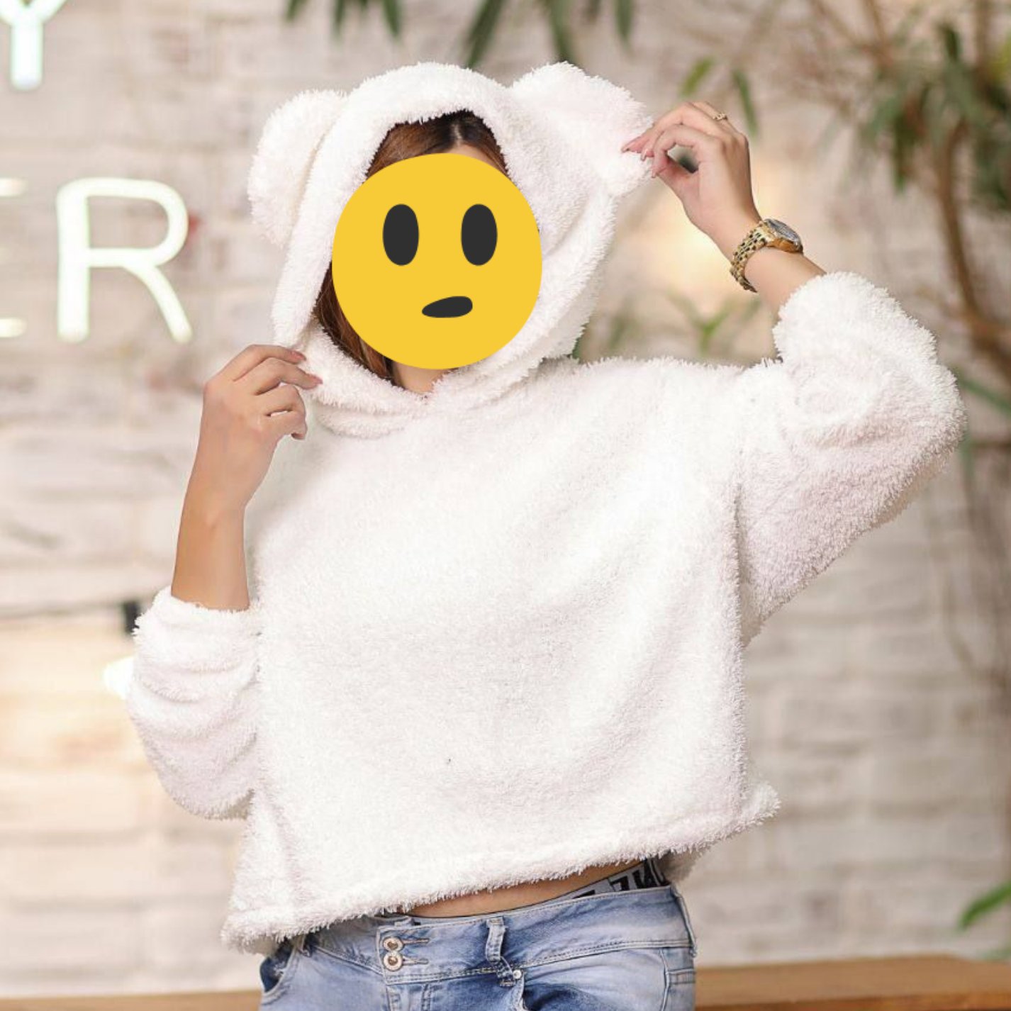 کراپ لش تدی بره ای گوشدار فری سایز در شش رنگ جذاب