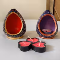 جای وارمر شمعی کله قندی سفالی  نقطه کوبی شده  10 سانتی 