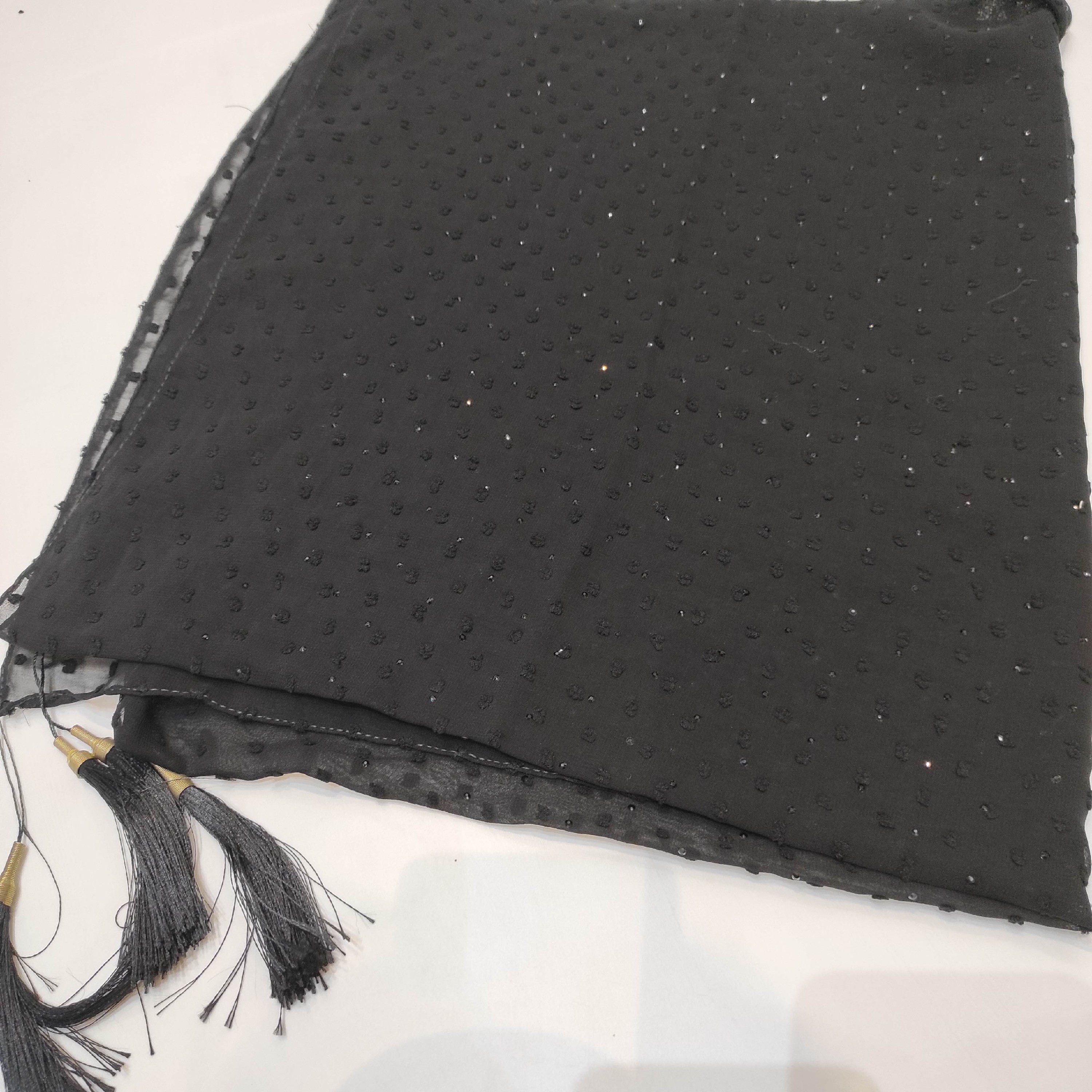 شال مجلسی مشکی مشکی طرح اشکی ونگین دار