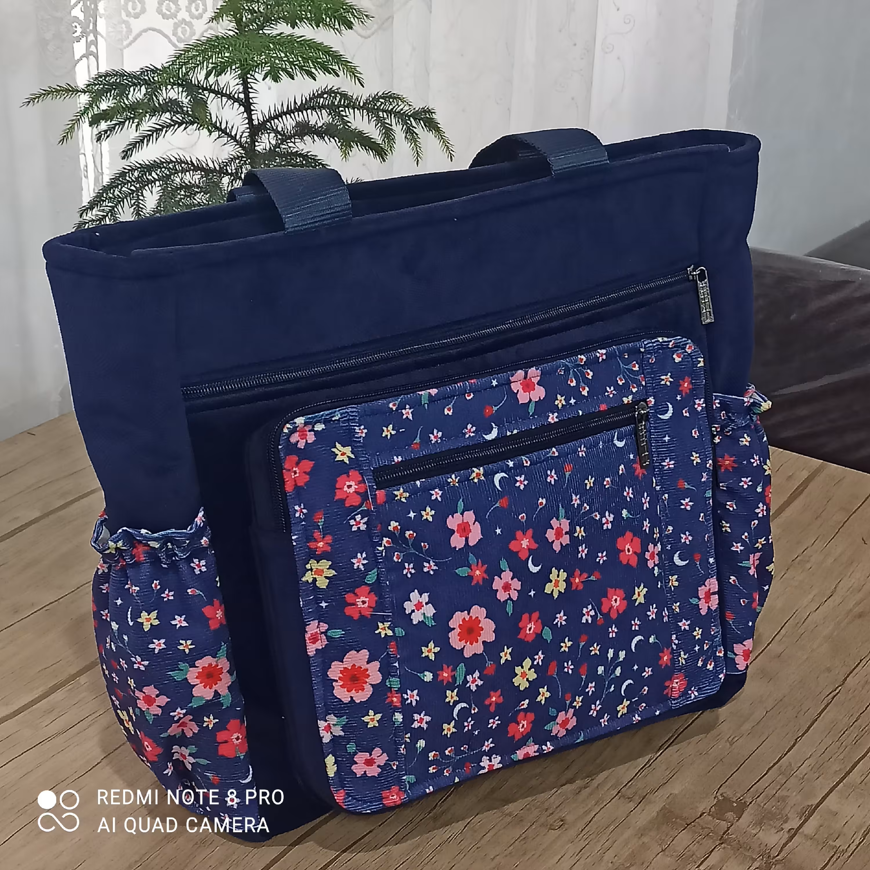 کیف مخمل طرح دار بزرگ پرجیب مخصوص مادران