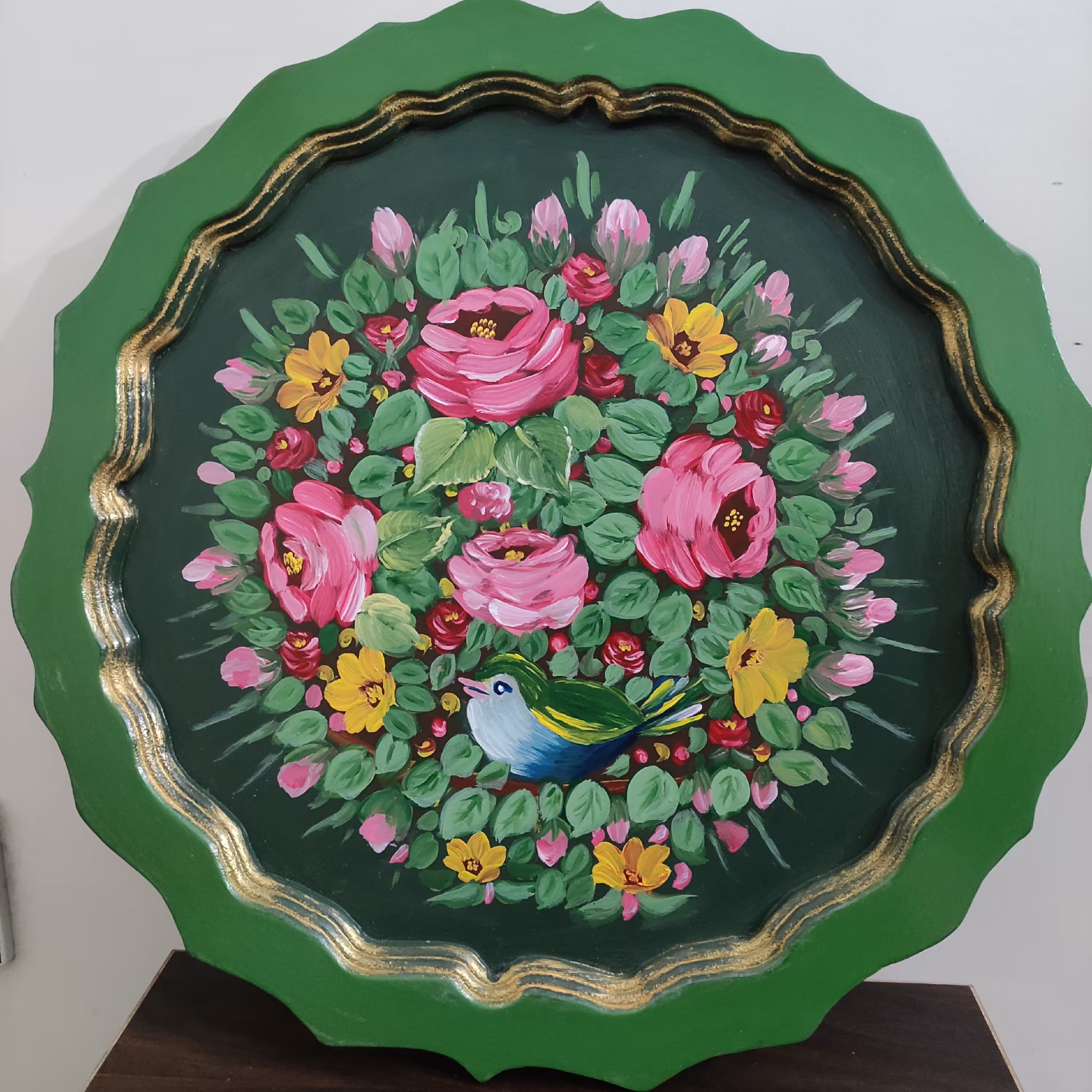 تابلویه چوبی طرح بهاری رنگ روغن قطر کار:37cm