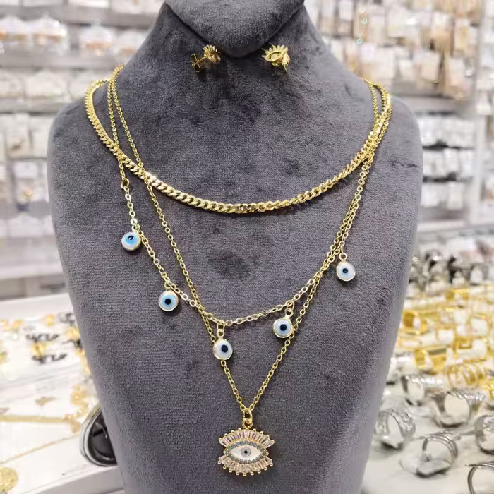 نیم ست استیل طرح چشم زخم کد1688