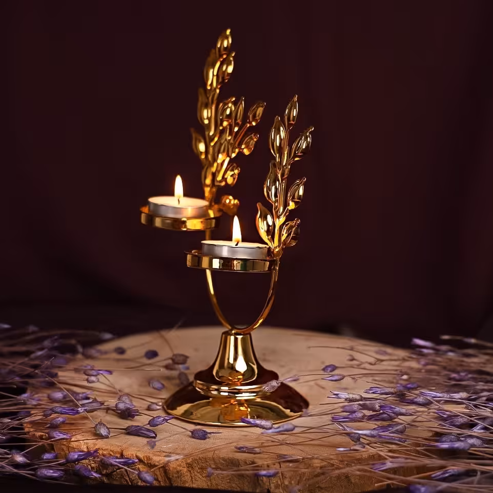 جاشمعی دوشعله طلایی 