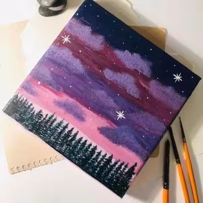 تابلو نقاشی آسمان رنگ روغن