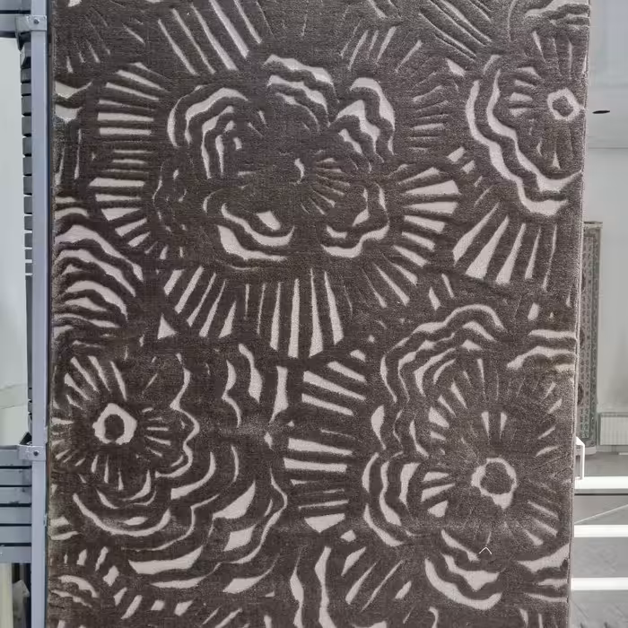 فرش پاتریس  فرش گلیم مدرن 400شانه طرح گلبانگ قهوه ای قالیچه 4متری